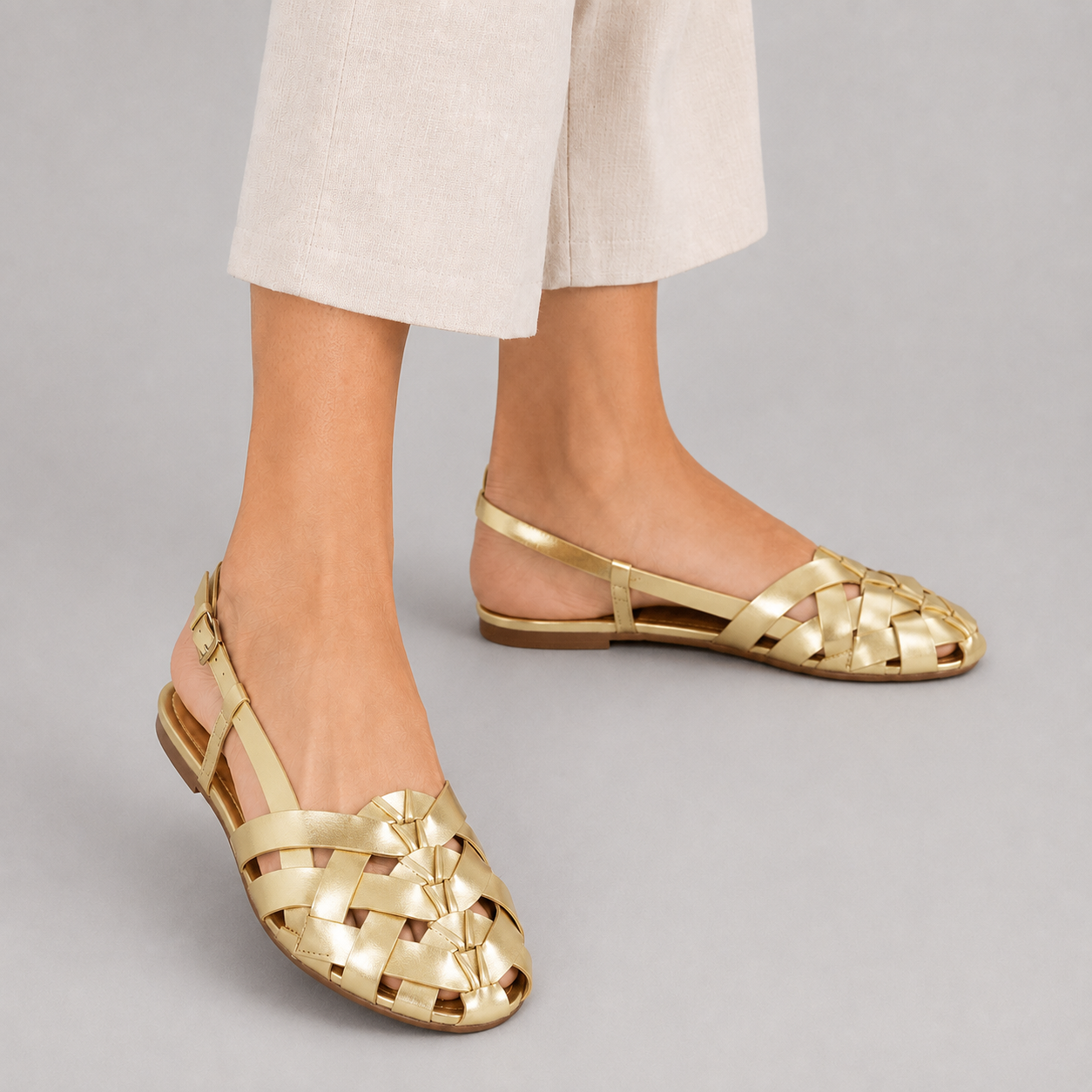 Livia | Flache Slingback-Sandalen mit geflochtenem Design