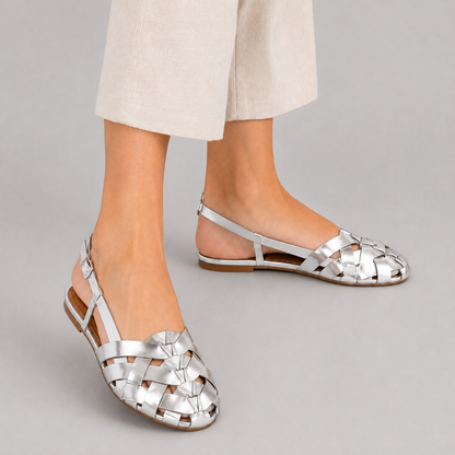 Livia | Flache Slingback-Sandalen mit geflochtenem Design