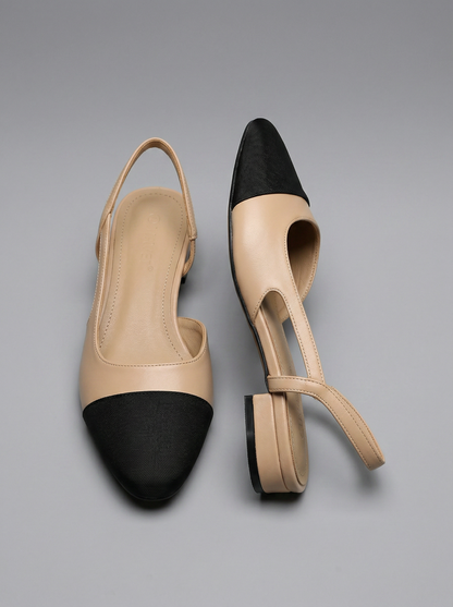 VitaFeet – Zweifarbiger Slingback mit Breitem Blockabsatz